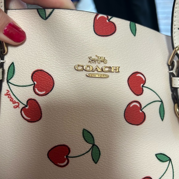 Coach Mollie Tote with Cherry Heart Print on Canvas HTF - Picture 7 of 16